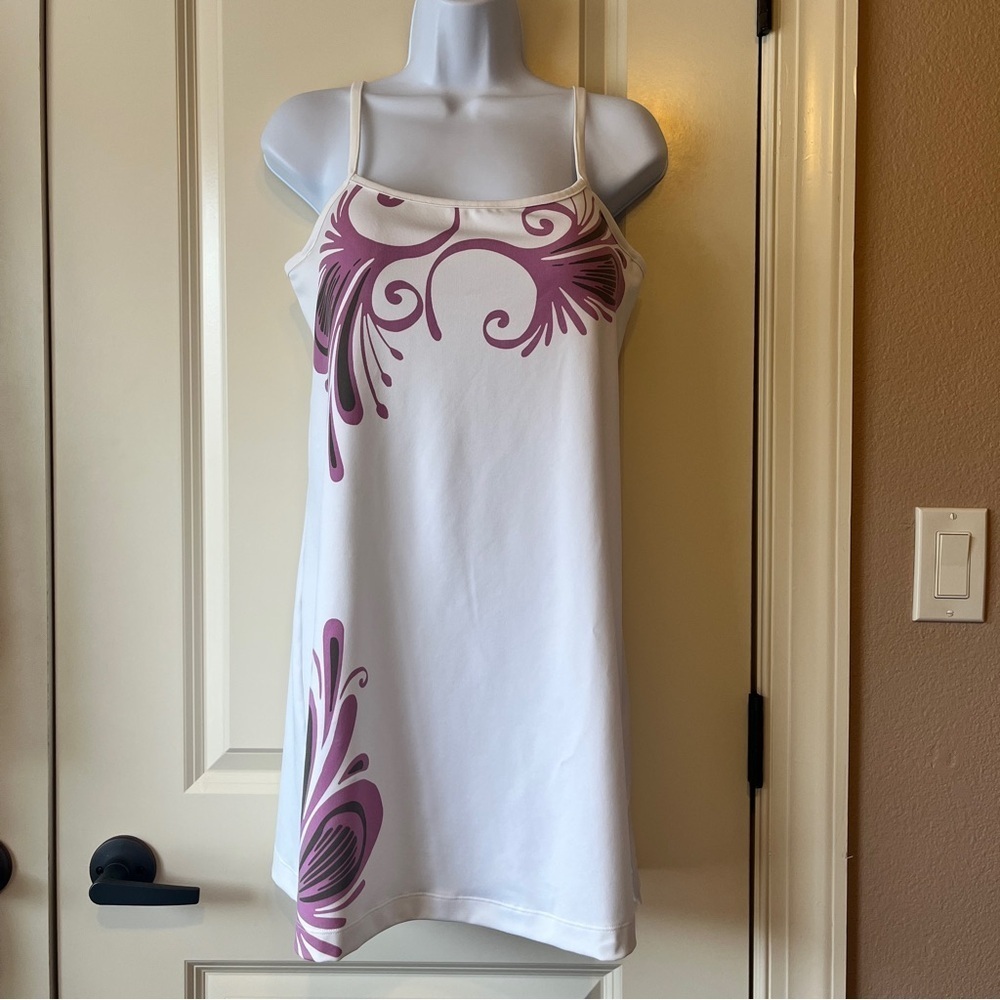 Athleta White and Purple Spaghetti Strap Dress
